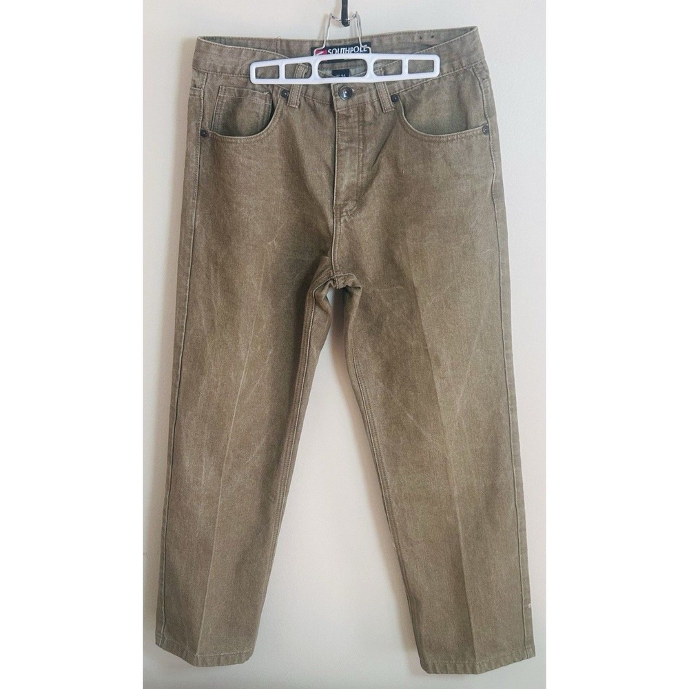 Southpole Mens 34x30 Khaki Tan Denim Jeans Straight Leg‎ Streetwear Cotton